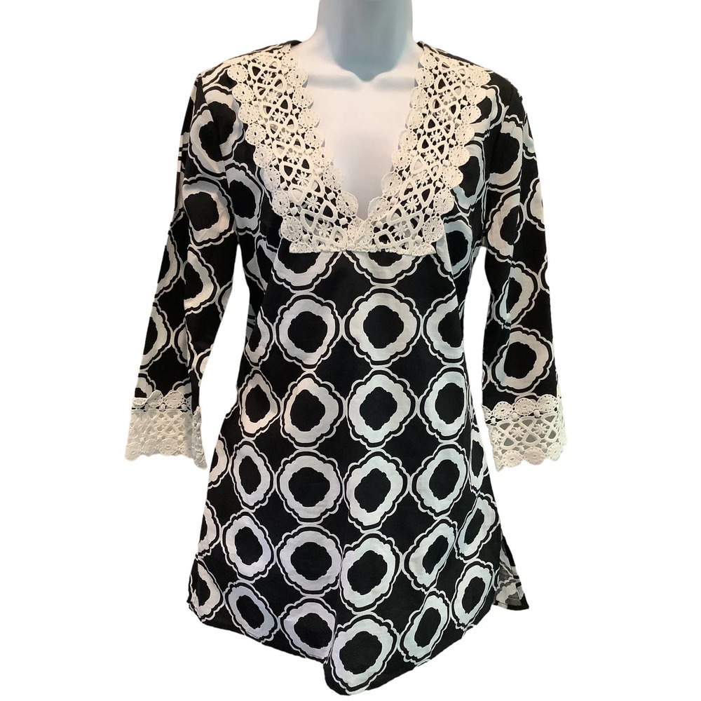 MUD PIE BEACH TO BAR COTTON TUNIC/COVER UP S(4-6) NWT